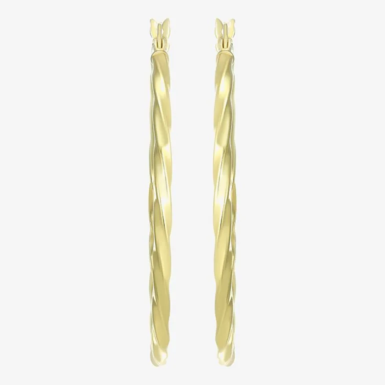 Womens 24K Gold Over Silver 40.8mm Round Hoop Earrings