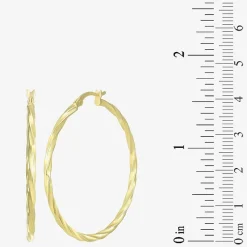 Womens 24K Gold Over Silver 40.8mm Round Hoop Earrings