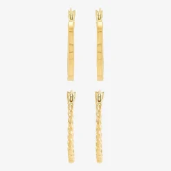 Womens 10K Gold 2 Pair Earring Set