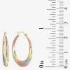 Womens 14K Tri-Color Gold 25mm Round Hoop Earrings