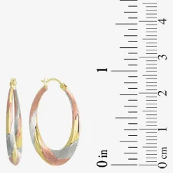 Womens 14K Tri-Color Gold 25mm Round Hoop Earrings