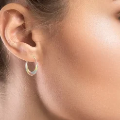 Womens 14K Tri-Color Gold 25mm Round Hoop Earrings
