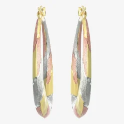 Womens 14K Tri-Color Gold 25mm Round Hoop Earrings
