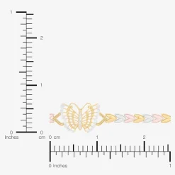 Womens 14K Tri-Color Gold Solid Butterfly 7.5 Inch Link Bracelet