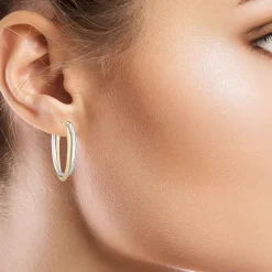 Womens 14K Two Tone Gold 30mm Hoop Earrings
