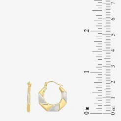 Womens 14K Two Tone Gold 19mm Round Hoop Earrings