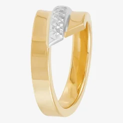 Womens 14K Two Tone Gold Round Bypass  Cocktail Ring