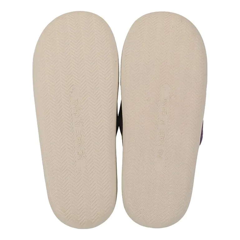 Womens Kuromi Faux Fur Trim Slip-On Slippers