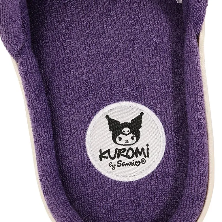 Womens Kuromi Faux Fur Trim Slip-On Slippers