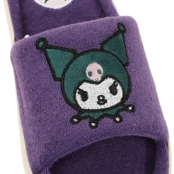 Womens Kuromi Faux Fur Trim Slip-On Slippers