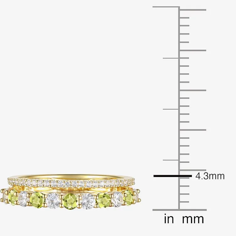 Womens Lab Created Gemstone 14K Gold Over Silver Stackable Rings