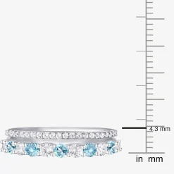 Womens Lab Created Gemstone 14K Gold Over Silver Stackable Rings