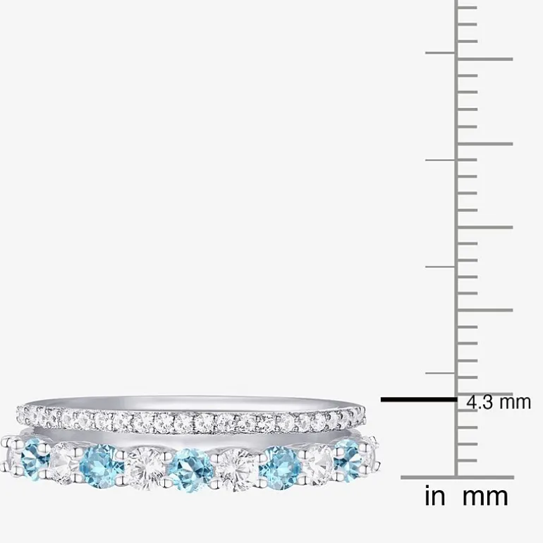 Womens Lab Created Gemstone 14K Gold Over Silver Stackable Rings