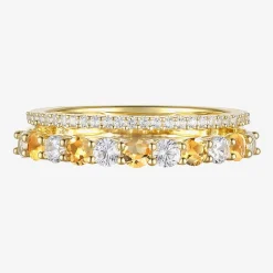 Womens Lab Created Gemstone 14K Gold Over Silver Stackable Rings
