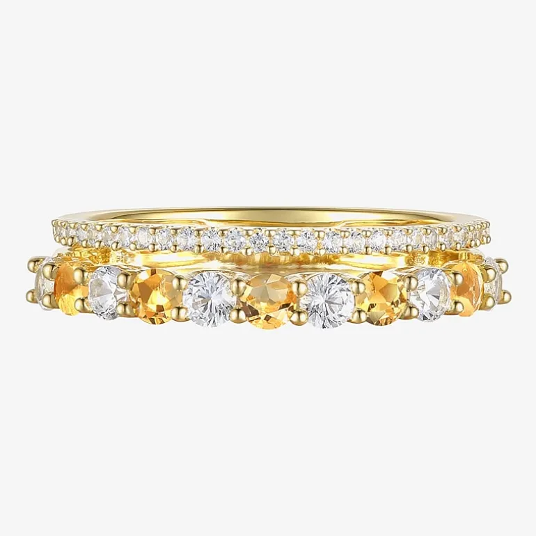 Womens Lab Created Gemstone 14K Gold Over Silver Stackable Rings