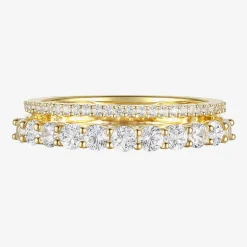Womens Lab Created Gemstone 14K Gold Over Silver Stackable Rings