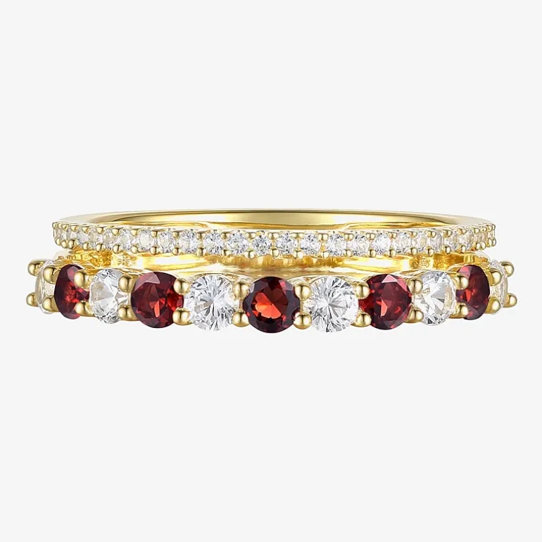 Womens Lab Created Gemstone 14K Gold Over Silver Stackable Rings