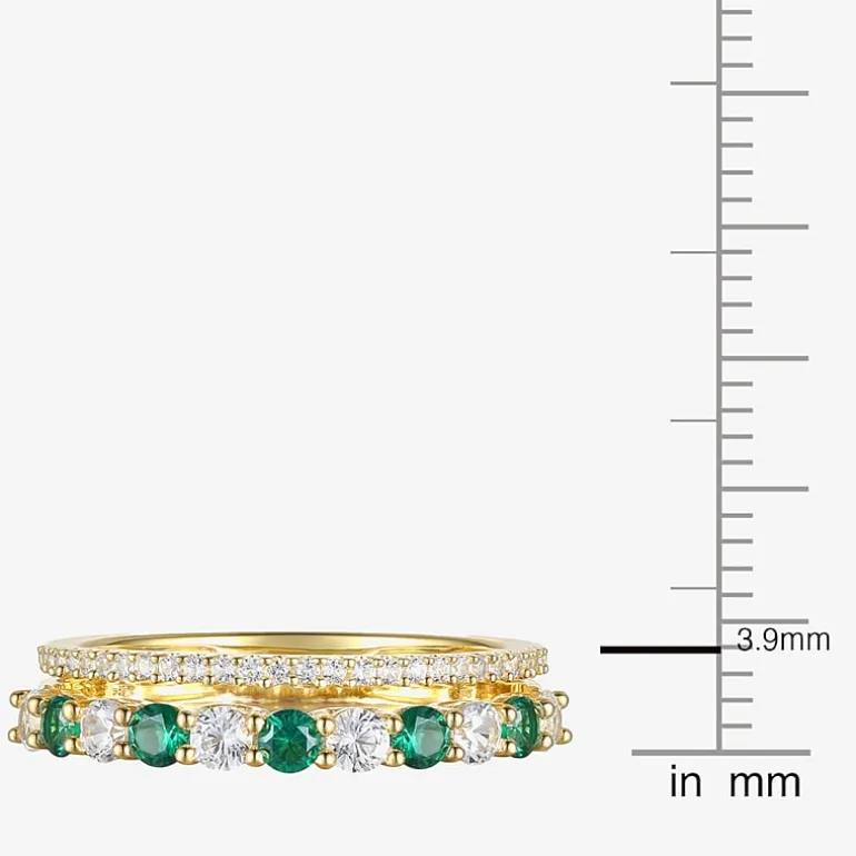 Womens Lab Created Gemstone 14K Gold Over Silver Stackable Rings
