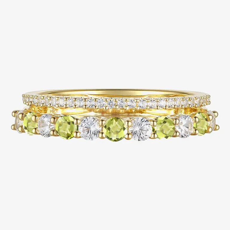 Womens Lab Created Gemstone 14K Gold Over Silver Stackable Rings