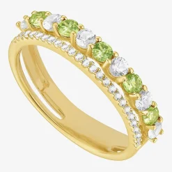 Womens Lab Created Gemstone 14K Gold Over Silver Stackable Rings