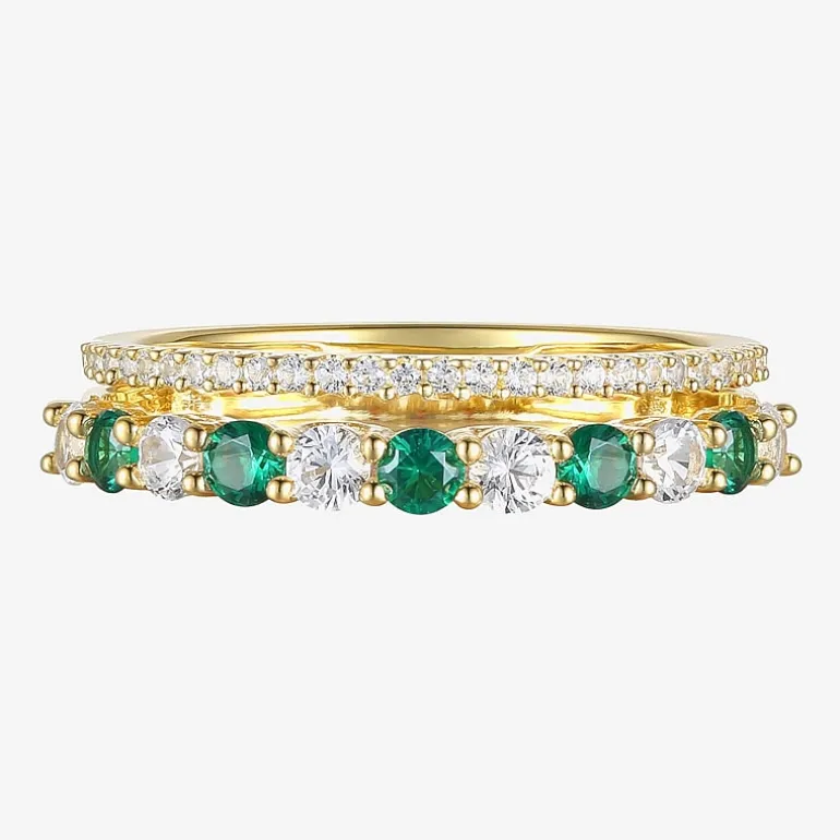 Womens Lab Created Gemstone 14K Gold Over Silver Stackable Rings