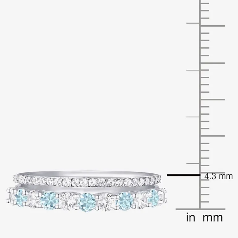 Womens Lab Created Gemstone 14K Gold Over Silver Stackable Rings