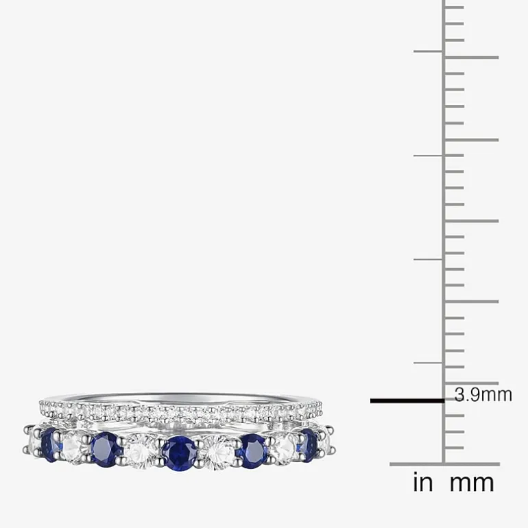 Womens Lab Created Gemstone 14K Gold Over Silver Stackable Rings
