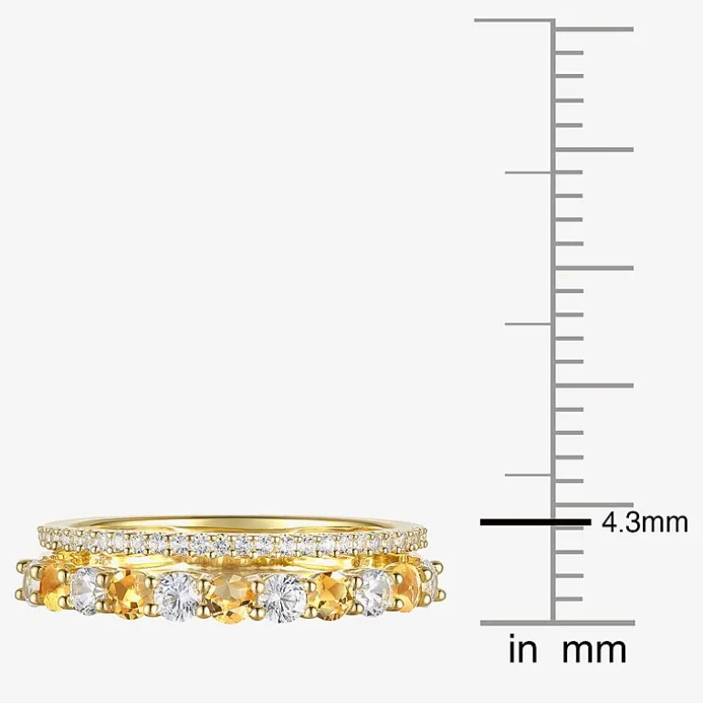 Womens Lab Created Gemstone 14K Gold Over Silver Stackable Rings