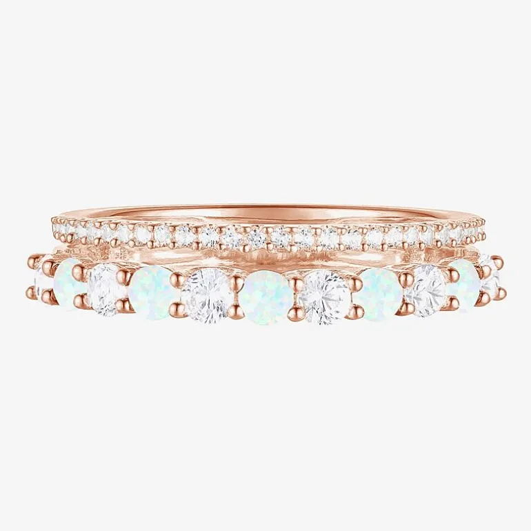Womens Lab Created Gemstone 14K Gold Over Silver Stackable Rings