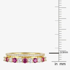 Womens Lab Created Gemstone 14K Gold Over Silver Stackable Rings