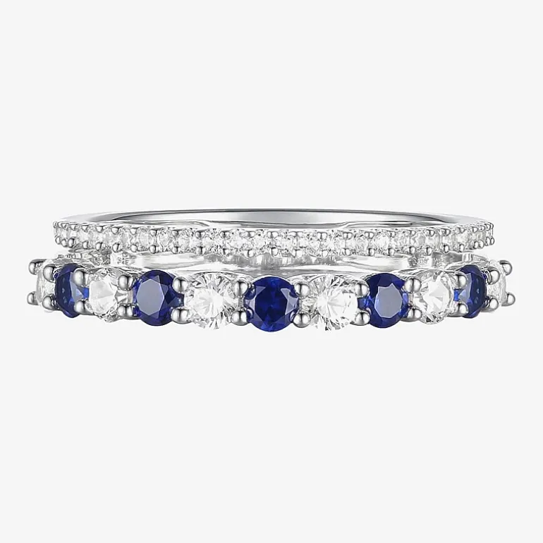 Womens Lab Created Gemstone 14K Gold Over Silver Stackable Rings