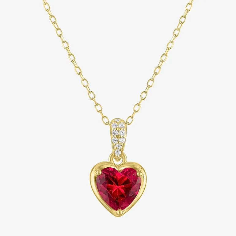 Womens Lab Created Red Ruby 14K Gold Over Silver Heart 2-pc. Jewelry Set