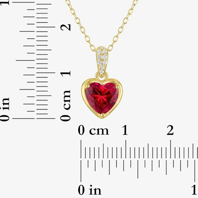 Womens Lab Created Red Ruby 14K Gold Over Silver Heart 2-pc. Jewelry Set