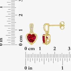Womens Lab Created Red Ruby 14K Gold Over Silver Heart 2-pc. Jewelry Set