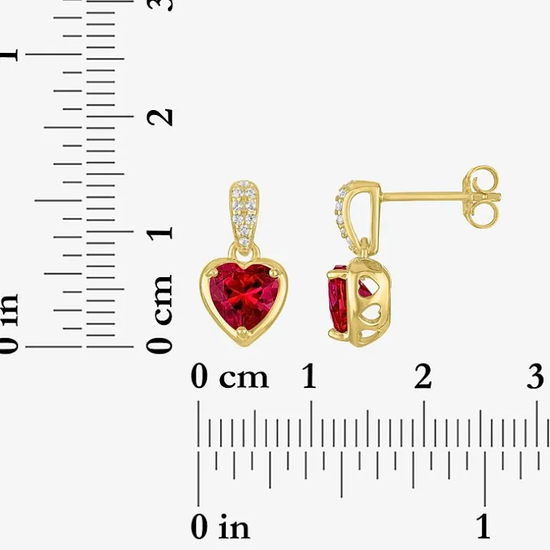 Womens Lab Created Red Ruby 14K Gold Over Silver Heart 2-pc. Jewelry Set
