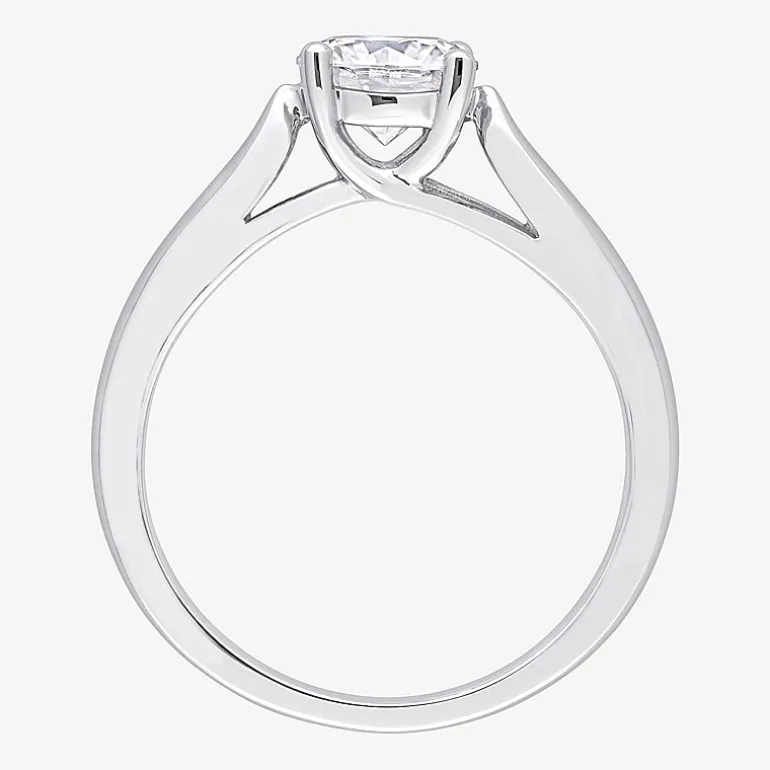 Womens Lab Created White Moissanite Sterling Silver Solitaire Engagement Ring