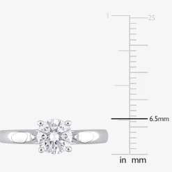 Womens Lab Created White Moissanite Sterling Silver Solitaire Engagement Ring