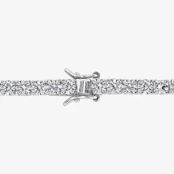 Womens Lab Created White Sapphire Sterling Silver 7.25 Inch Tennis Bracelet