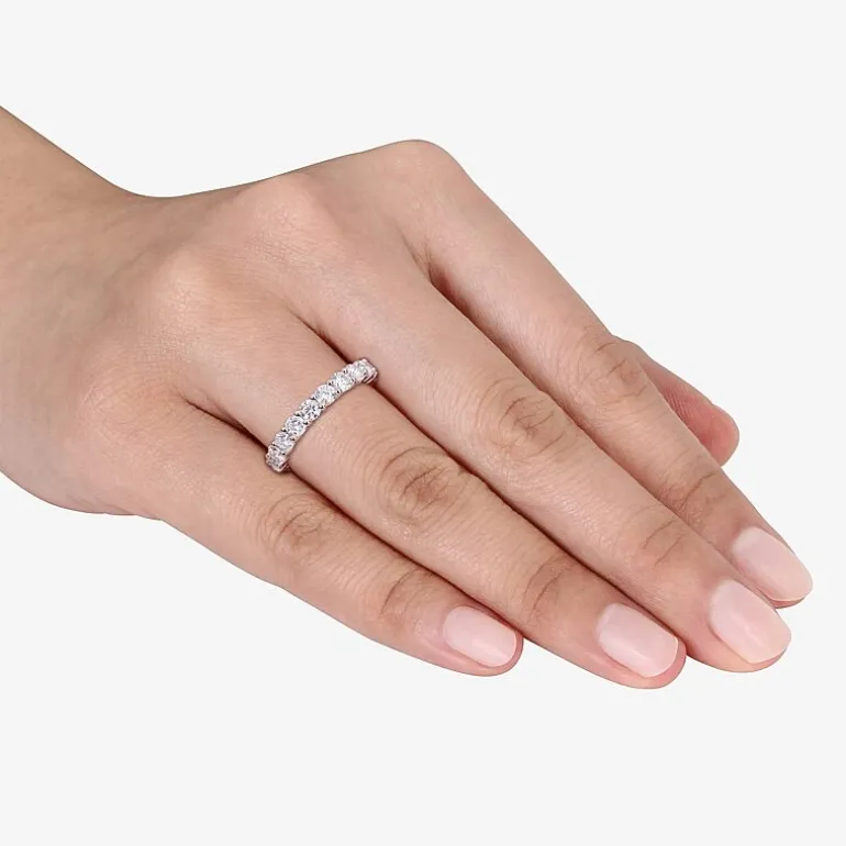 Womens 3MM 2 1/2 CT. T.W. Lab Created White Moissanite Sterling Silver Eternity Wedding Band