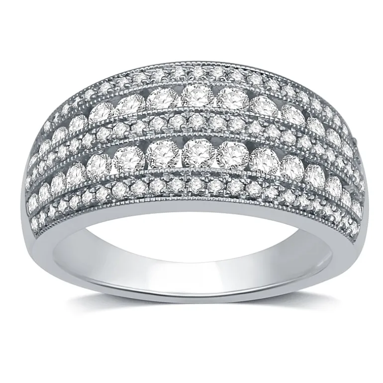 Womens 2mm 1 CT.T.W. Natural Diamond 10K White Gold Anniversary Band