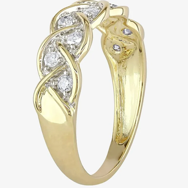 Womens 2MM 1/4 CT. T.W. Natural White Diamond 10K Gold Anniversary Band