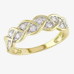 Womens 2MM 1/4 CT. T.W. Natural White Diamond 10K Gold Anniversary Band