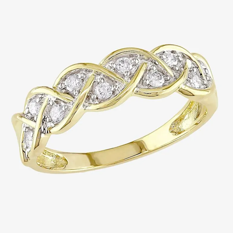 Womens 2MM 1/4 CT. T.W. Natural White Diamond 10K Gold Anniversary Band