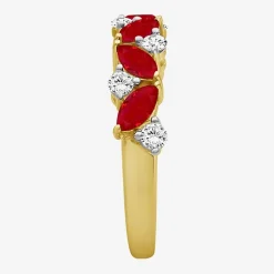 Womens 2MM Gemstone & 1/3 CT. T.W. Natural Diamond 10K Gold Marquise Band