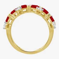 Womens 2MM Gemstone & 1/3 CT. T.W. Natural Diamond 10K Gold Marquise Band