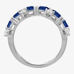 Womens 2MM Gemstone & 1/3 CT. T.W. Natural Diamond 10K Gold Marquise Band