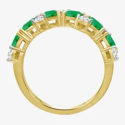 Womens 2MM Gemstone & 1/3 CT. T.W. Natural Diamond 10K Gold Marquise Band