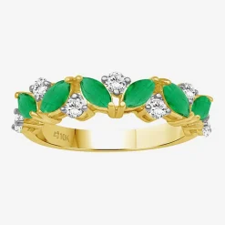 Womens 2MM Gemstone & 1/3 CT. T.W. Natural Diamond 10K Gold Marquise Band