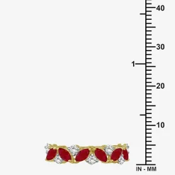 Womens 2MM Gemstone & 1/3 CT. T.W. Natural Diamond 10K Gold Marquise Band