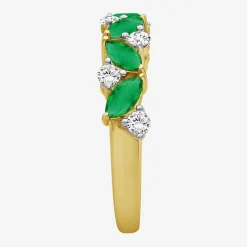 Womens 2MM Gemstone & 1/3 CT. T.W. Natural Diamond 10K Gold Marquise Band